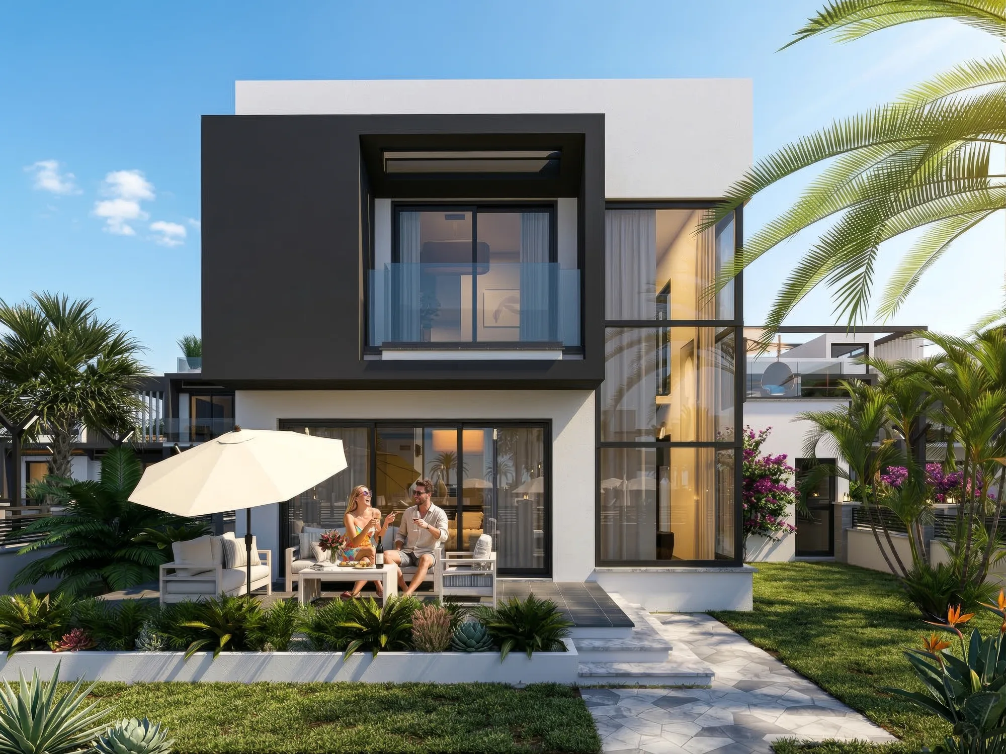 Palmora Cyprus – dış cephe ve ortak alan renderı
