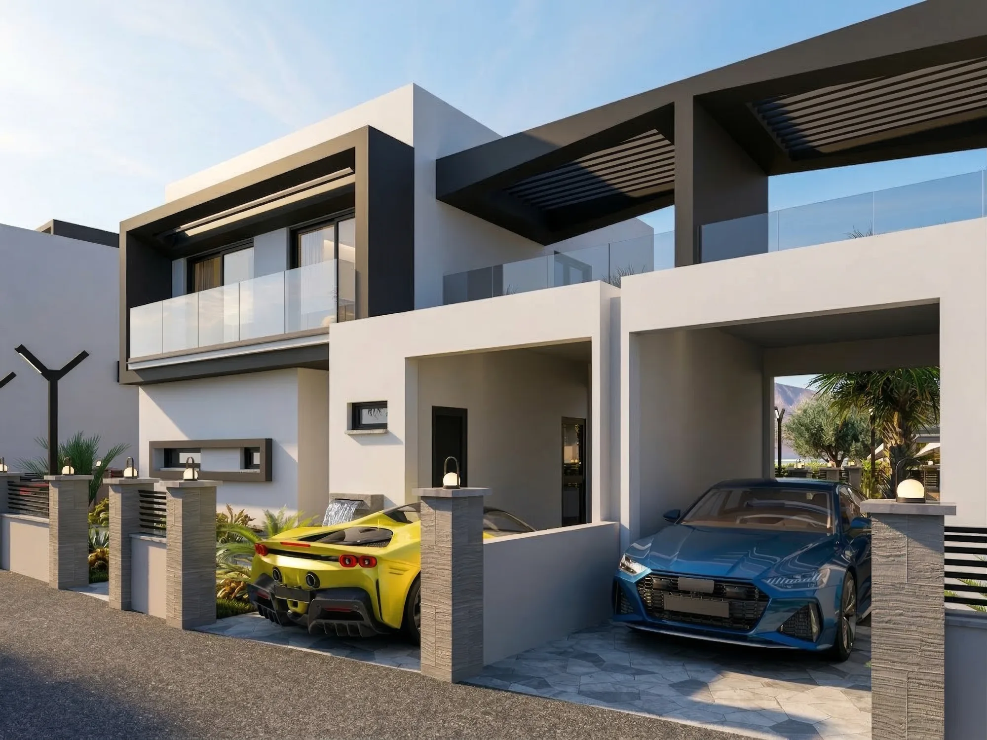 Palmora Cyprus – dış cephe ve ortak alan renderı